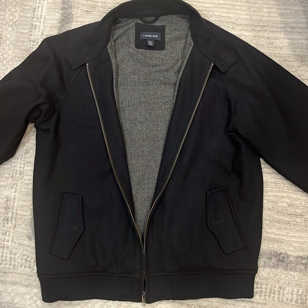 Lands' End Mens Navy Blue wool Jacket